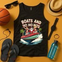 Funny Santa Christmas Boats And Ho Ho Hos Tank Top thumb 4