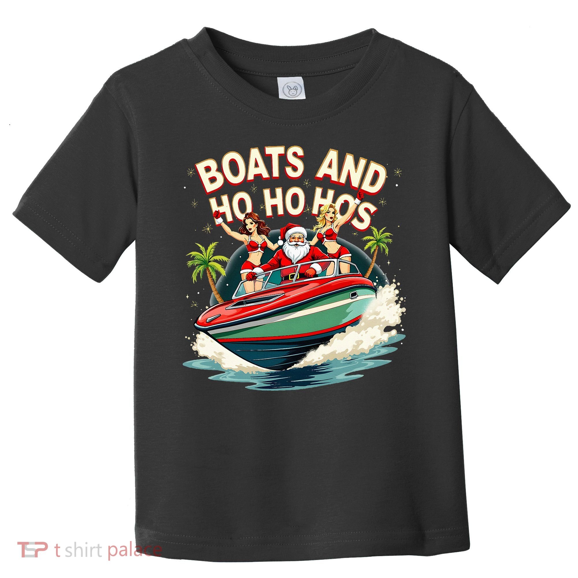 Funny Santa Christmas Boats And Ho Ho Hos Toddler T-Shirt