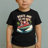 Funny Santa Christmas Boats And Ho Ho Hos Toddler T-Shirt thumb 2