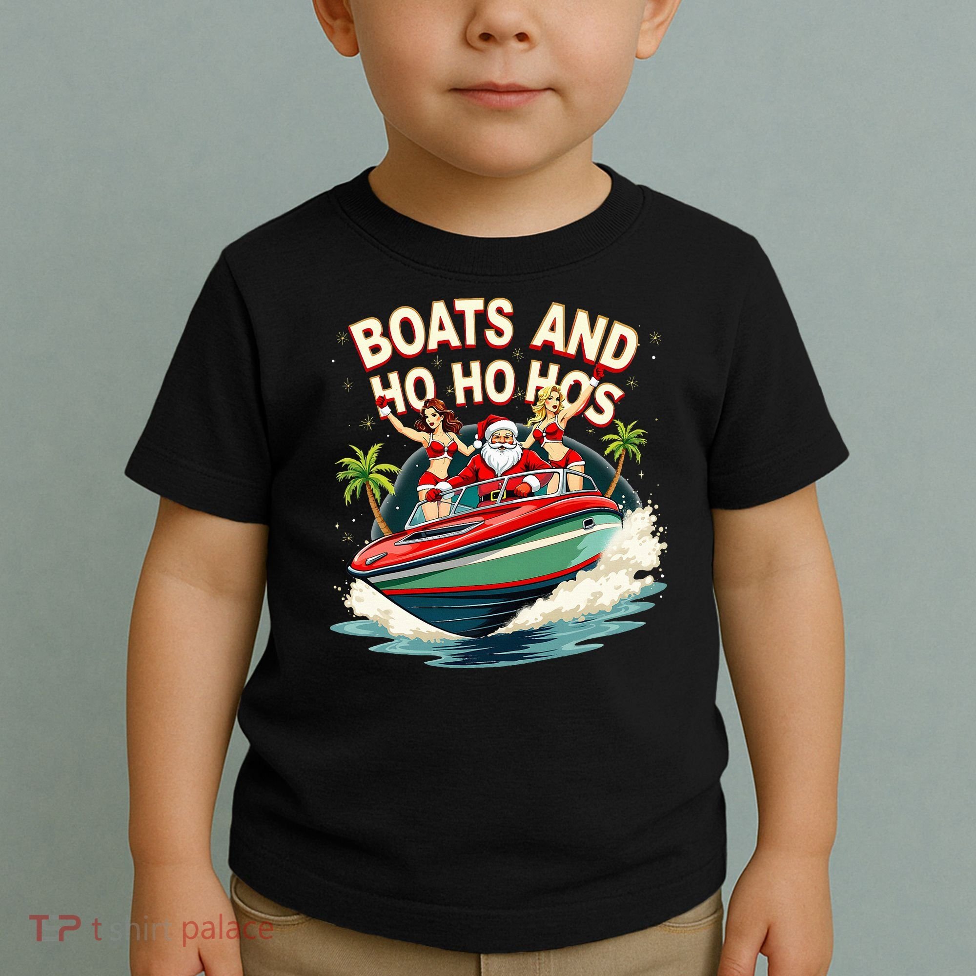 Funny Santa Christmas Boats And Ho Ho Hos Toddler T-Shirt