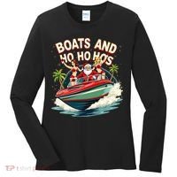 Funny Santa Christmas Boats And Ho Ho Hos Women's Long Sleeve Shirt thumb 0