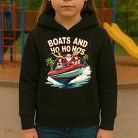 Funny Santa Christmas Boats And Ho Ho Hos Kids Hoodie thumb 3