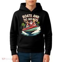 Funny Santa Christmas Boats And Ho Ho Hos Kids Hoodie thumb 4