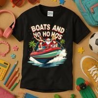 Funny Santa Christmas Boats And Ho Ho Hos Kids T-Shirt thumb 3