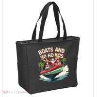 Funny Santa Christmas Boats And Ho Ho Hos Tote Bag thumb 2