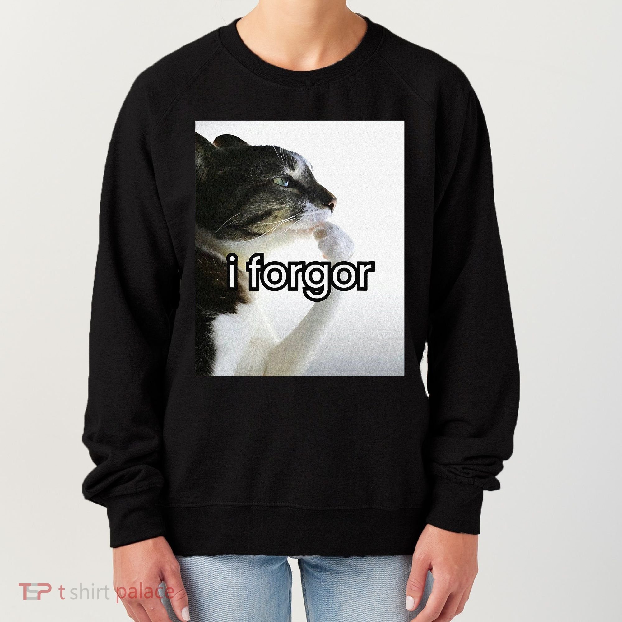 Funny Silly Cat Meme I Forgor Cringe Brainrot Meme Gift Women's Sweatshirt