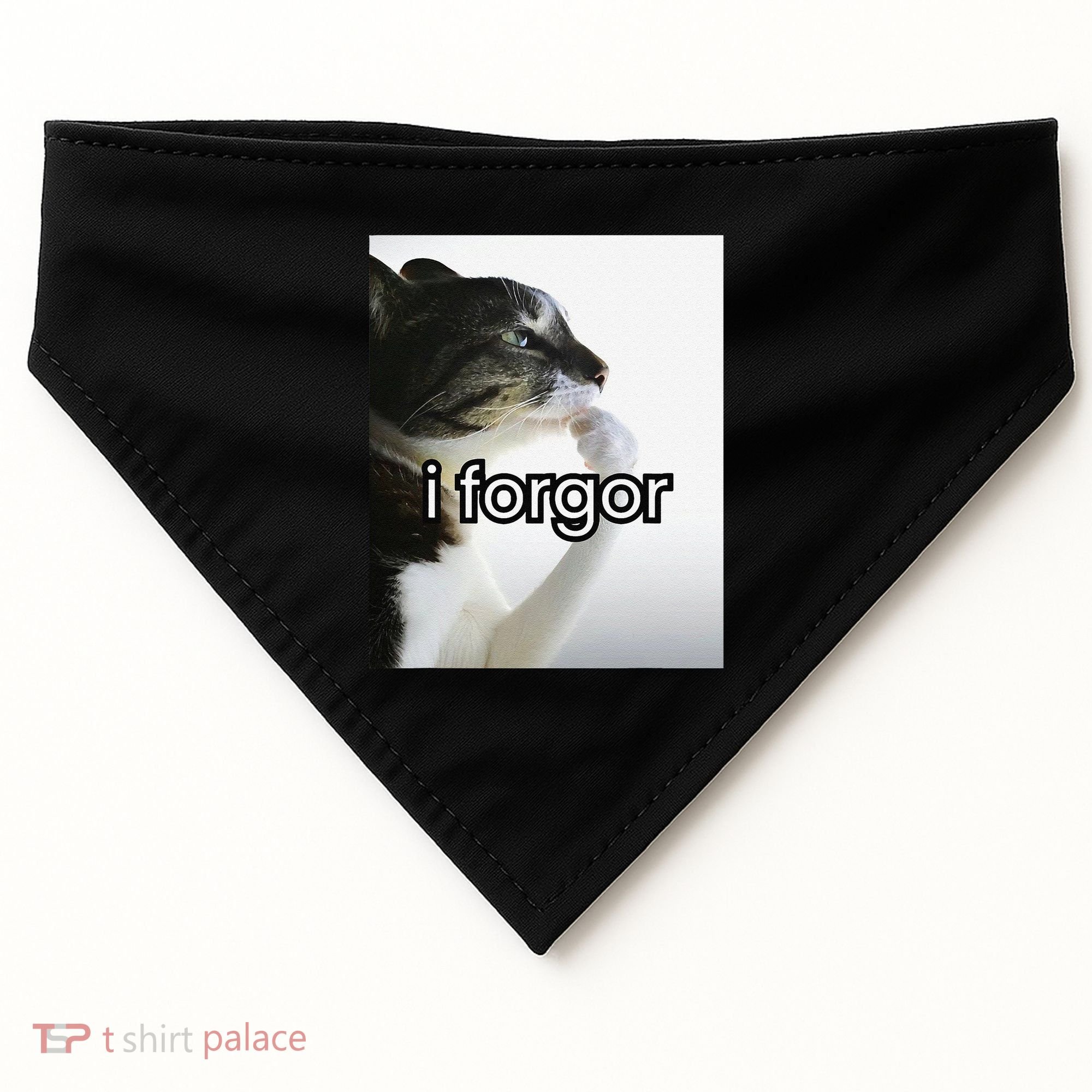 Funny Silly Cat Meme I Forgor Cringe Brainrot Meme Gift USA-Made Doggie Bandana
