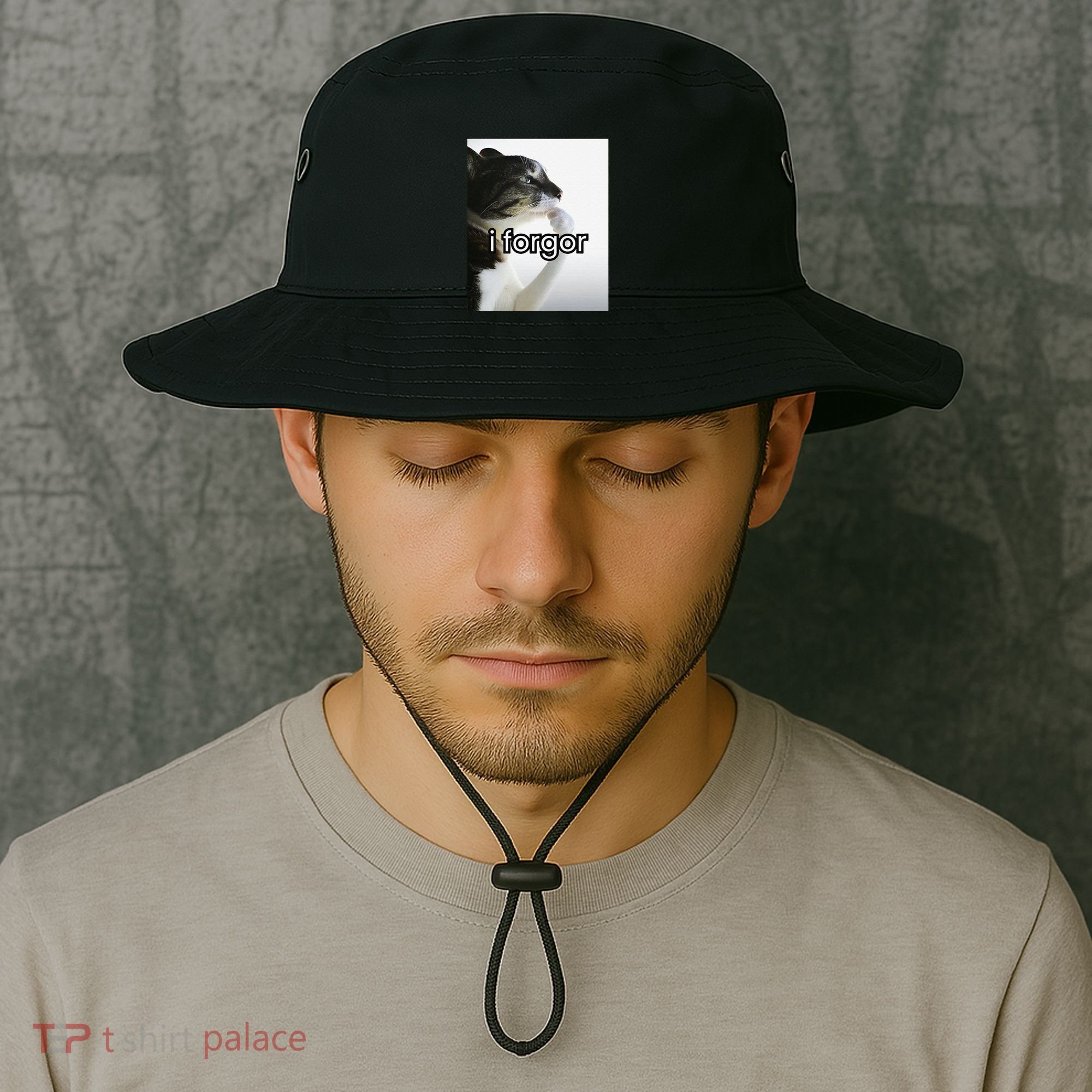 Funny Silly Cat Meme I Forgor Cringe Brainrot Meme Gift Bucket Hat