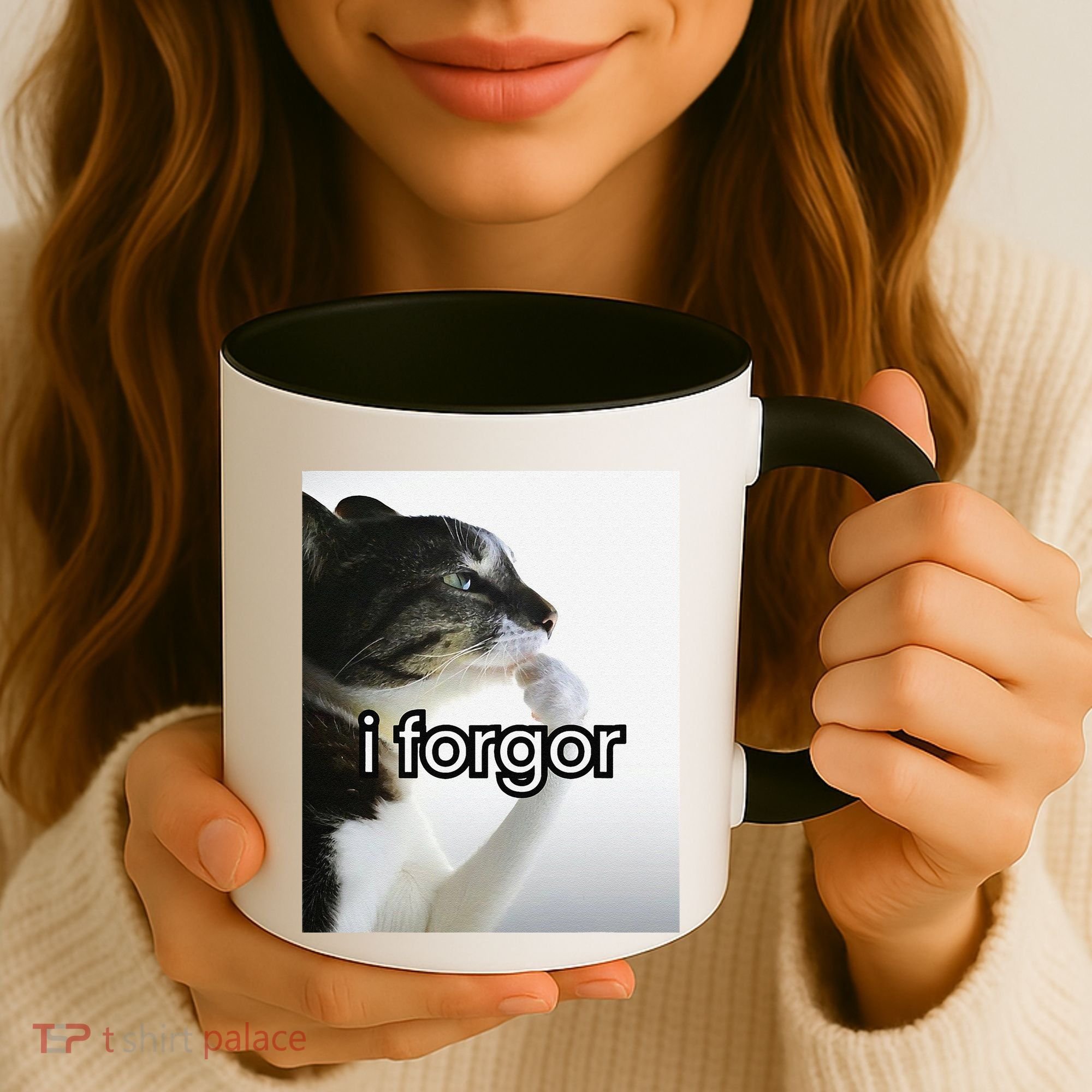 Funny Silly Cat Meme I Forgor Cringe Brainrot Meme Gift Coffee Mug