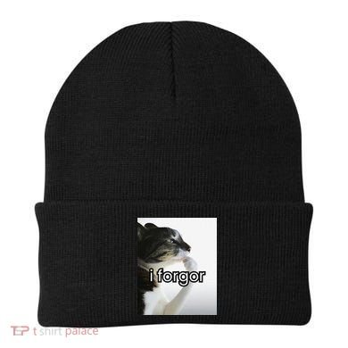 Funny Silly Cat Meme I Forgor Cringe Brainrot Meme Gift Beanie