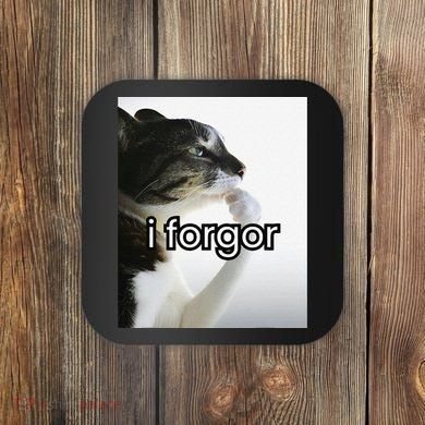 Funny Silly Cat Meme I Forgor Cringe Brainrot Meme Gift Coaster