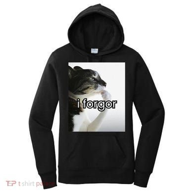 Funny Silly Cat Meme I Forgor Cringe Brainrot Meme Gift Women's Hoodie