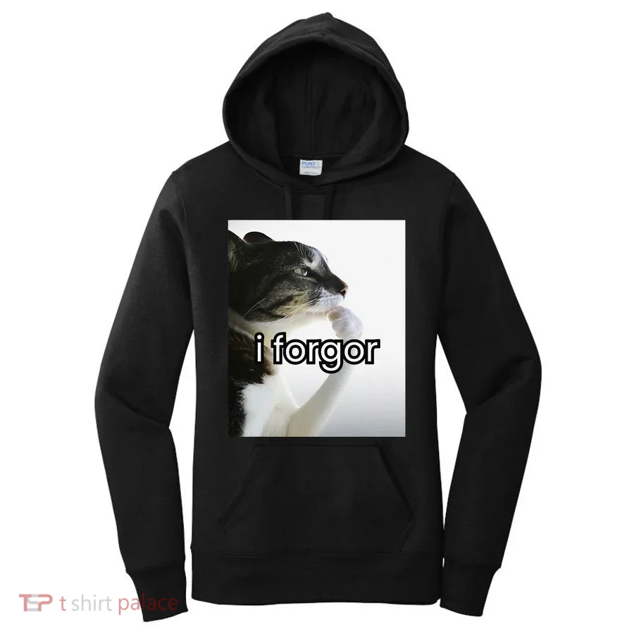 Funny Silly Cat Meme I Forgor Cringe Brainrot Meme Gift Women's Hoodie