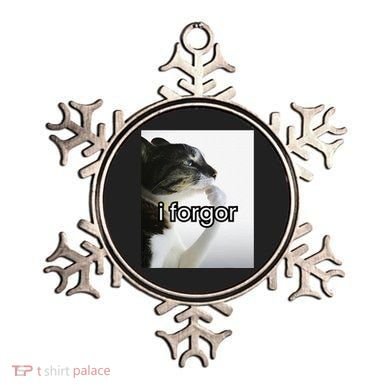 Funny Silly Cat Meme I Forgor Cringe Brainrot Meme Gift Ornament