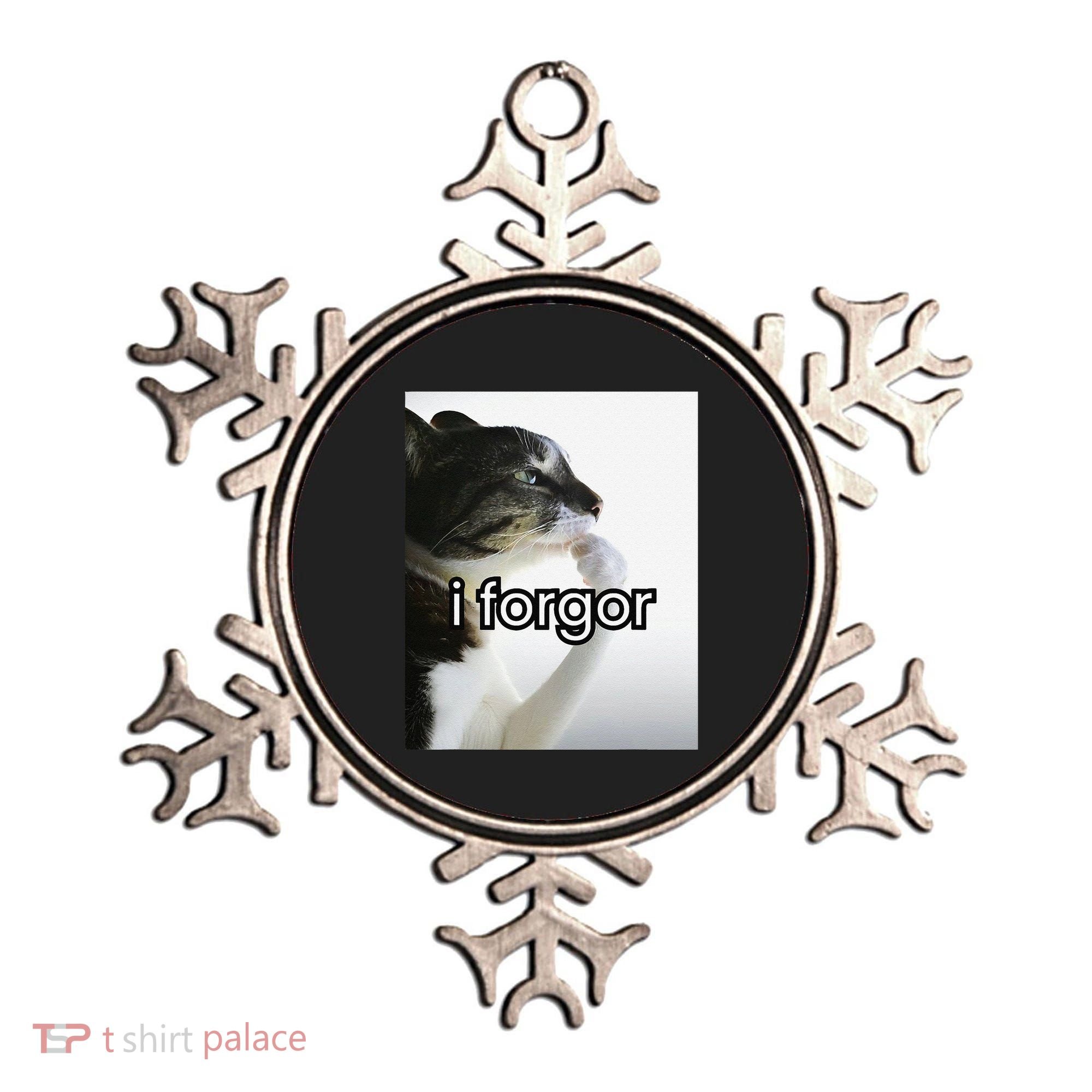 Funny Silly Cat Meme I Forgor Cringe Brainrot Meme Gift Ornament