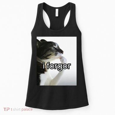 Funny Silly Cat Meme I Forgor Cringe Brainrot Meme Gift Women's Tank Top