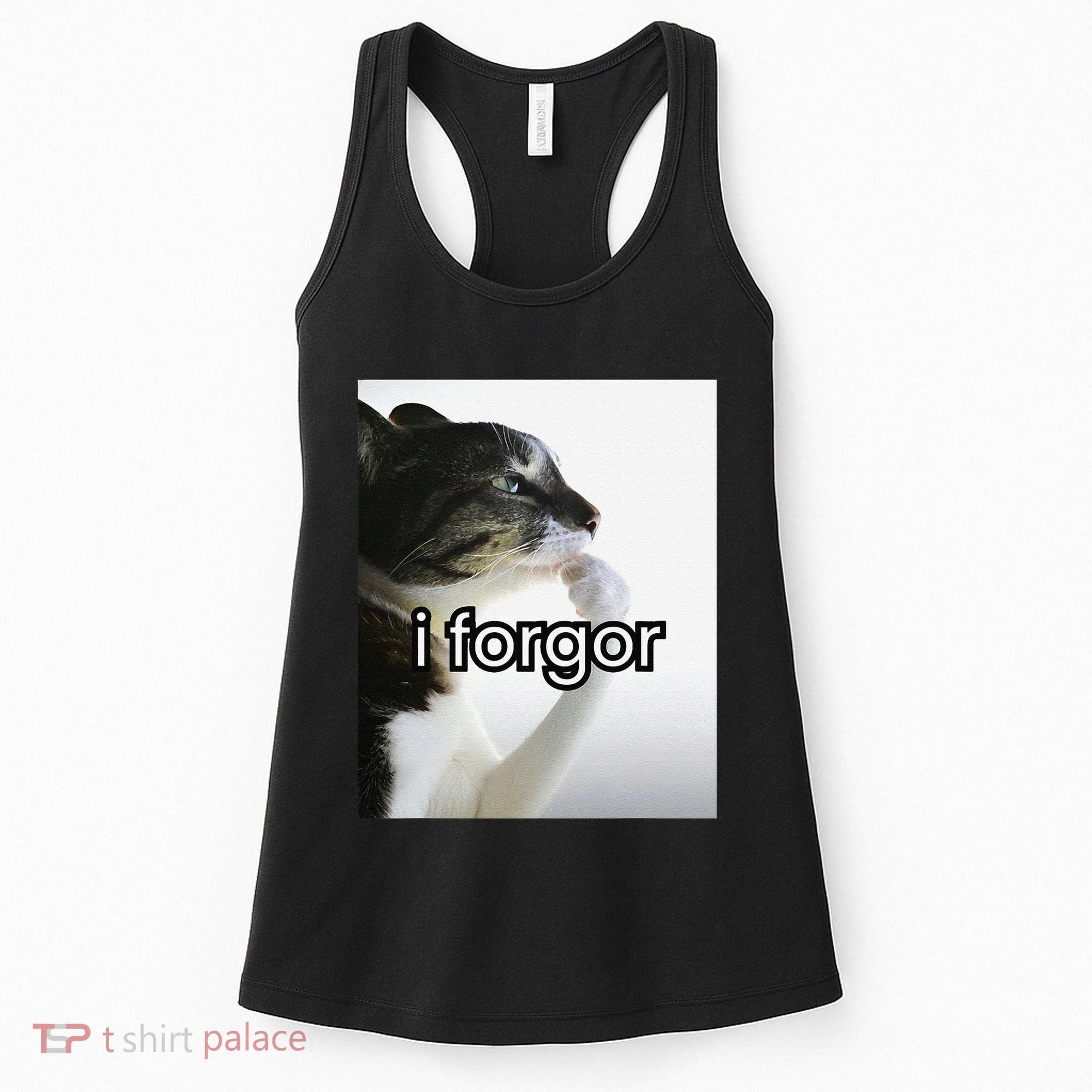 Funny Silly Cat Meme I Forgor Cringe Brainrot Meme Gift Women's Tank Top