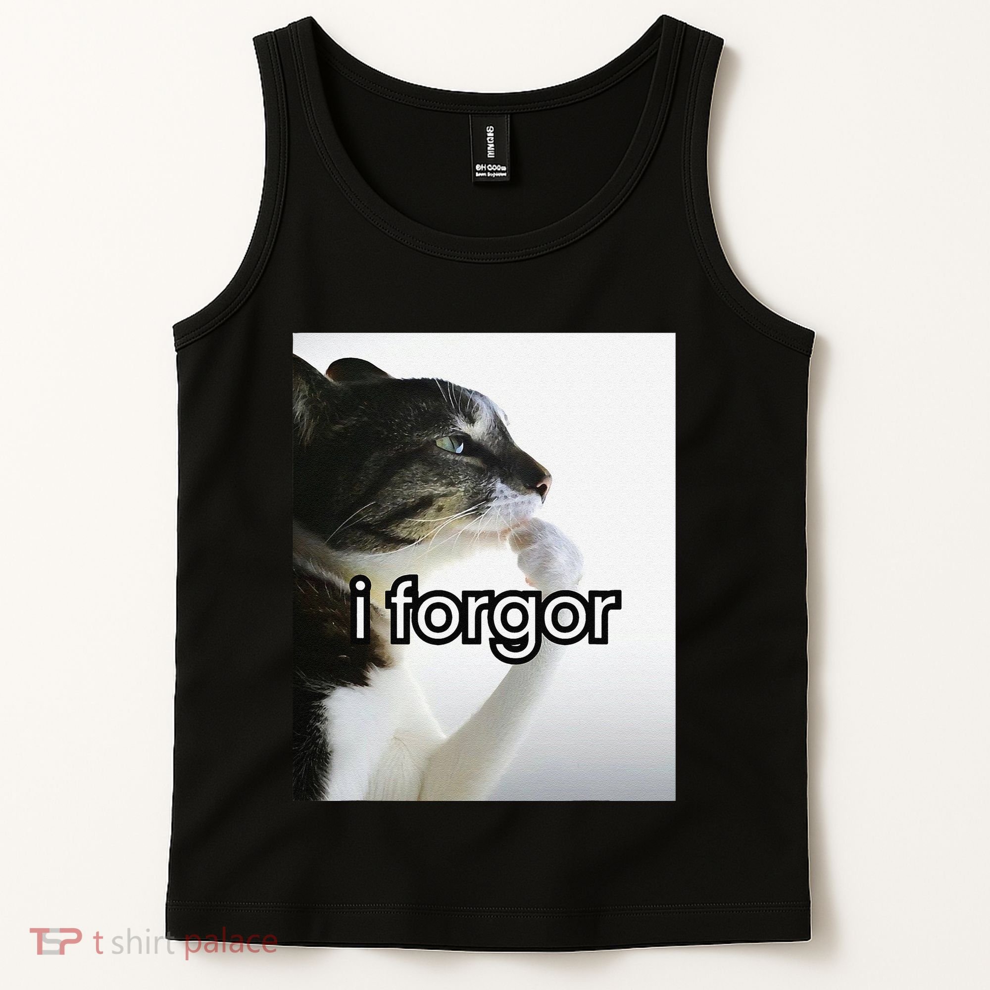 Funny Silly Cat Meme I Forgor Cringe Brainrot Meme Gift Tank Top