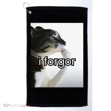 Funny Silly Cat Meme I Forgor Cringe Brainrot Meme Gift Golf Towel