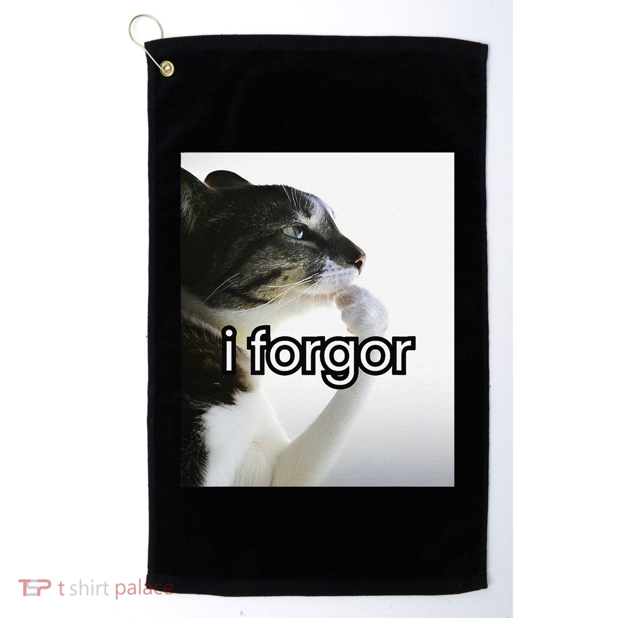 Funny Silly Cat Meme I Forgor Cringe Brainrot Meme Gift Golf Towel