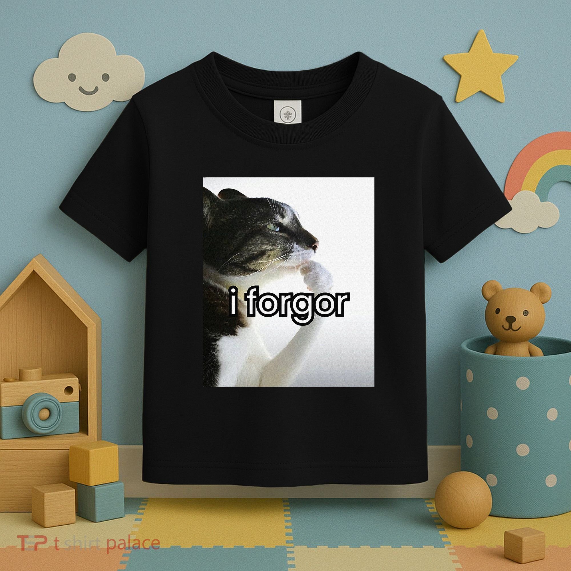 Funny Silly Cat Meme I Forgor Cringe Brainrot Meme Gift Toddler T-Shirt
