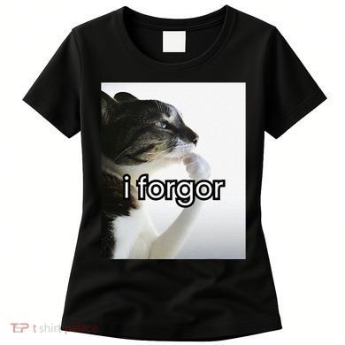 Funny Silly Cat Meme I Forgor Cringe Brainrot Meme Gift Women's T-Shirt