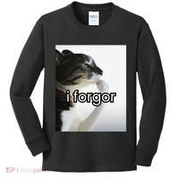 Funny Silly Cat Meme I Forgor Cringe Brainrot Meme Gift Kids Long Sleeve Shirt thumb 0