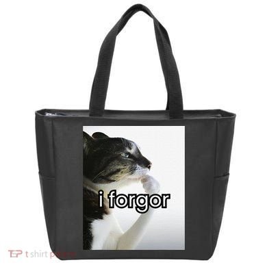Funny Silly Cat Meme I Forgor Cringe Brainrot Meme Gift Tote Bag