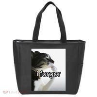 Funny Silly Cat Meme I Forgor Cringe Brainrot Meme Gift Tote Bag thumb 0