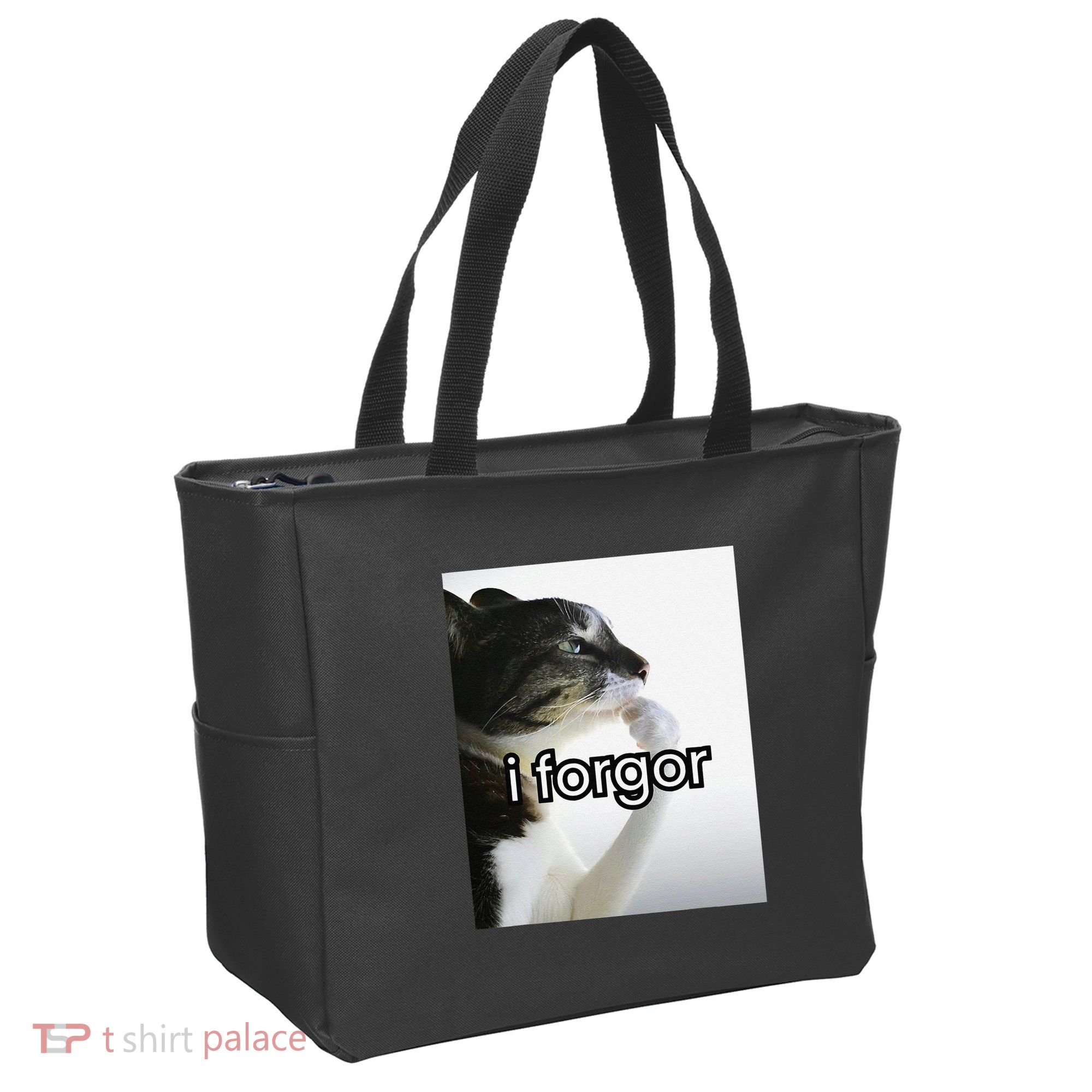 Funny Silly Cat Meme I Forgor Cringe Brainrot Meme Gift Tote Bag