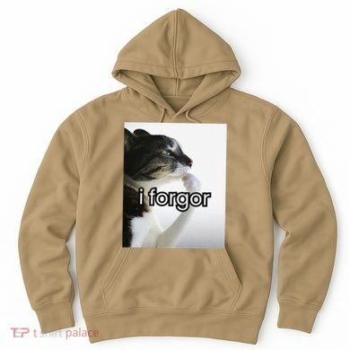 Funny Silly Cat Meme I Forgor Cringe Brainrot Meme Gift Hoodie