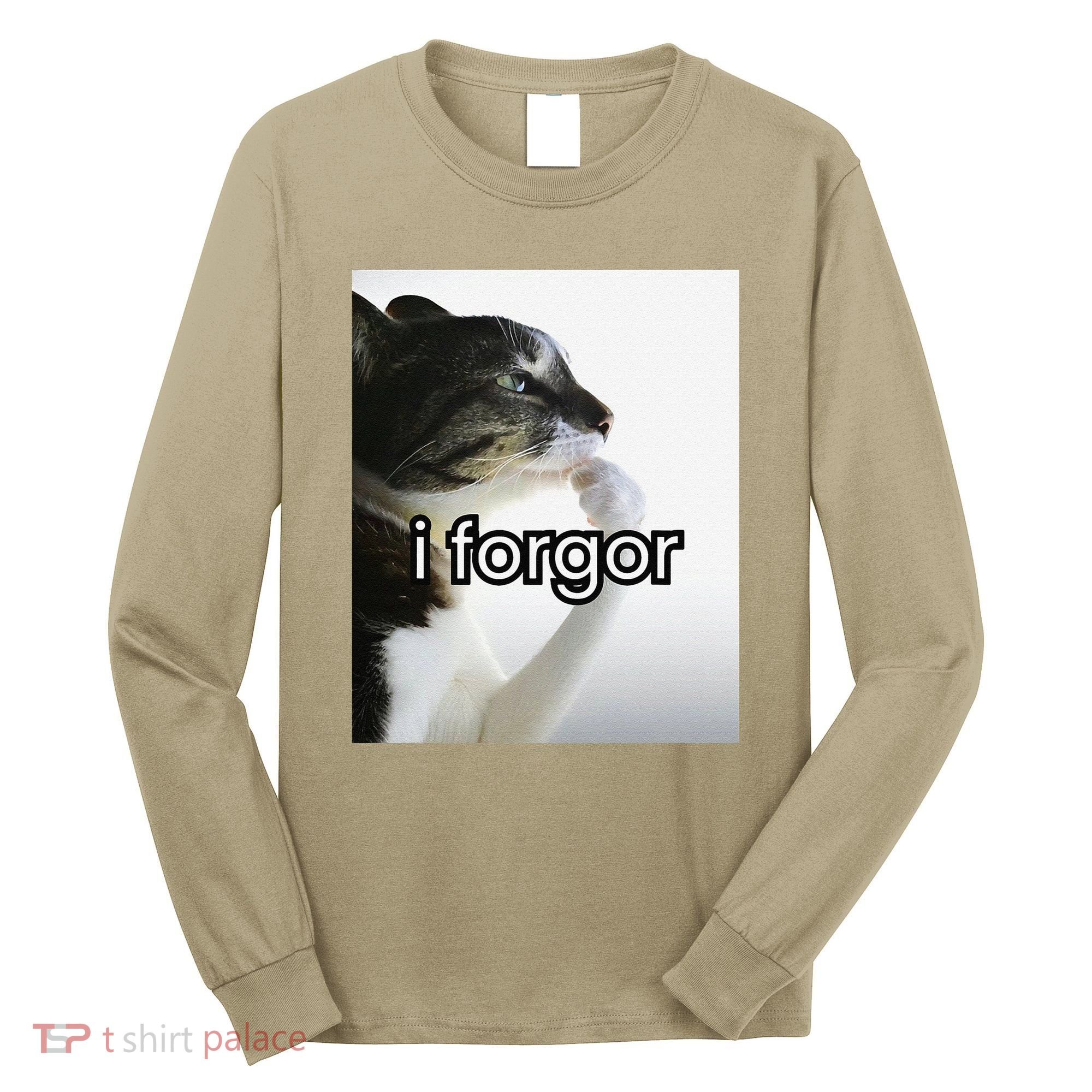 Funny Silly Cat Meme I Forgor Cringe Brainrot Meme Gift Long Sleeve Shirt