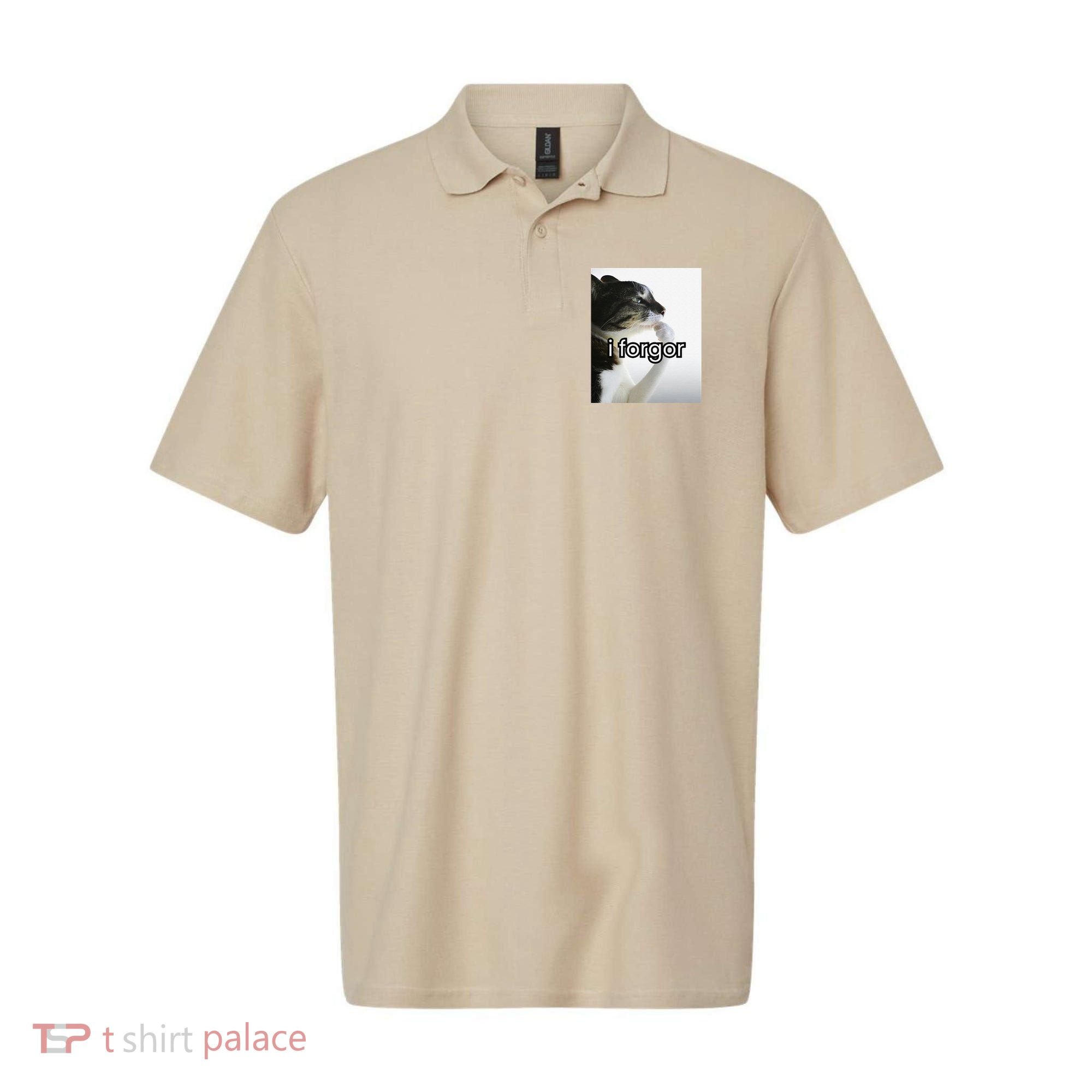 Funny Silly Cat Meme I Forgor Cringe Brainrot Meme Gift Polo