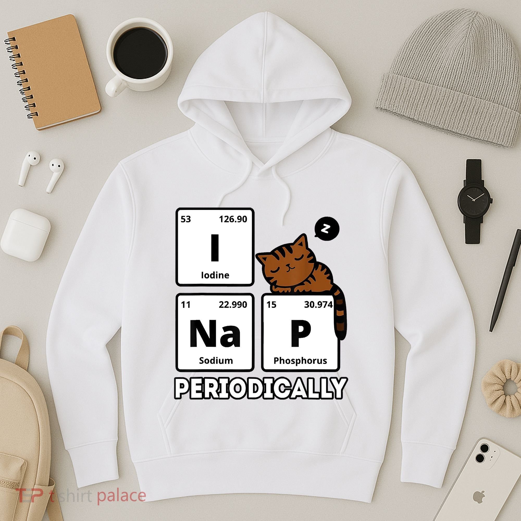 Funny Science Cat I Nap Periodically Cats Lovers Chemistry Hoodie