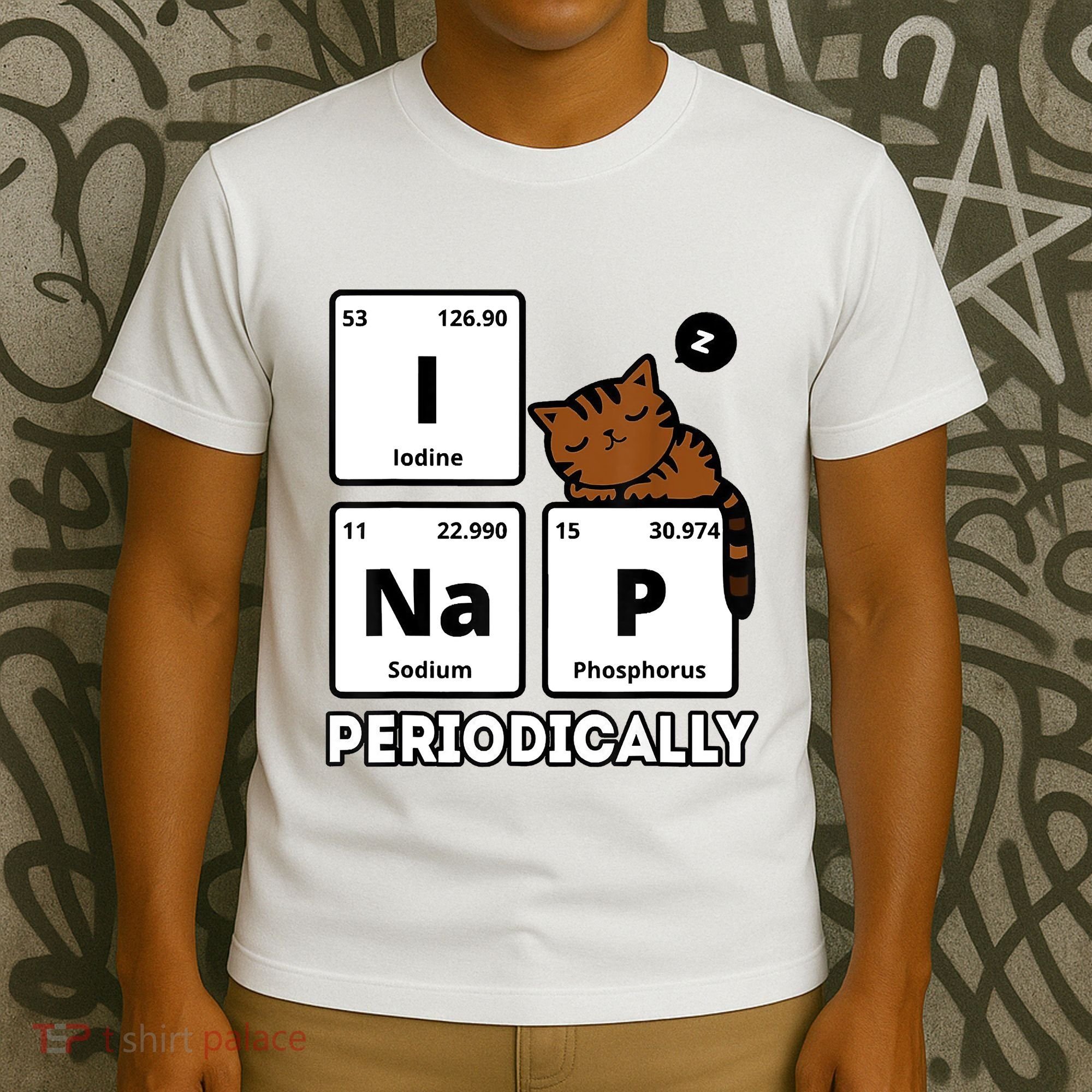 Funny Science Cat I Nap Periodically Cats Lovers Chemistry T-Shirt