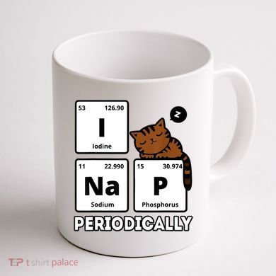 Funny Science Cat I Nap Periodically Cats Lovers Chemistry Coffee Mug back