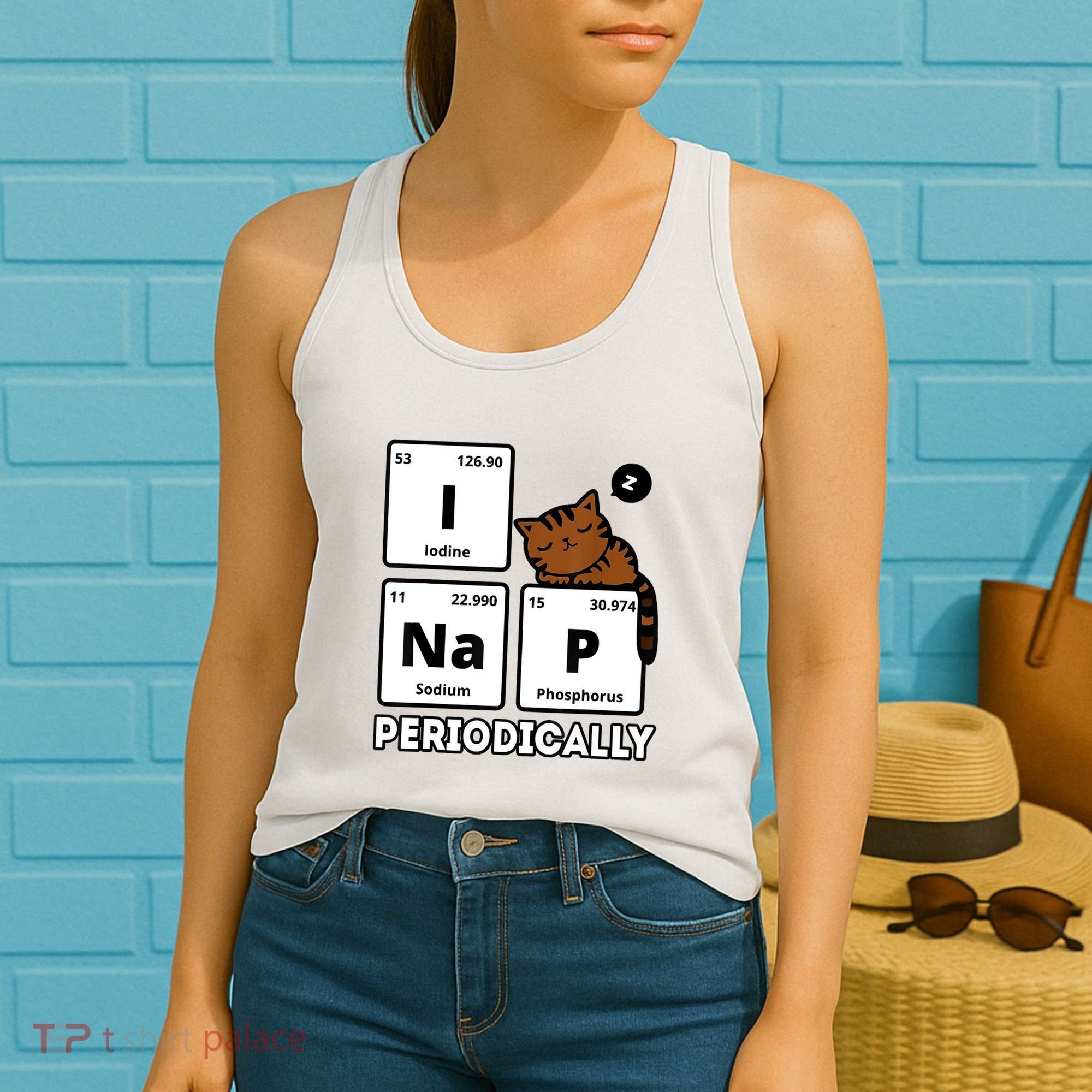Funny Science Cat I Nap Periodically Cats Lovers Chemistry Women's Tank Top