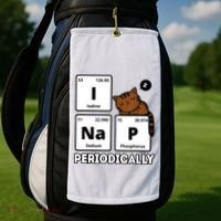 Funny Science Cat I Nap Periodically Cats Lovers Chemistry Golf Towel thumb 2