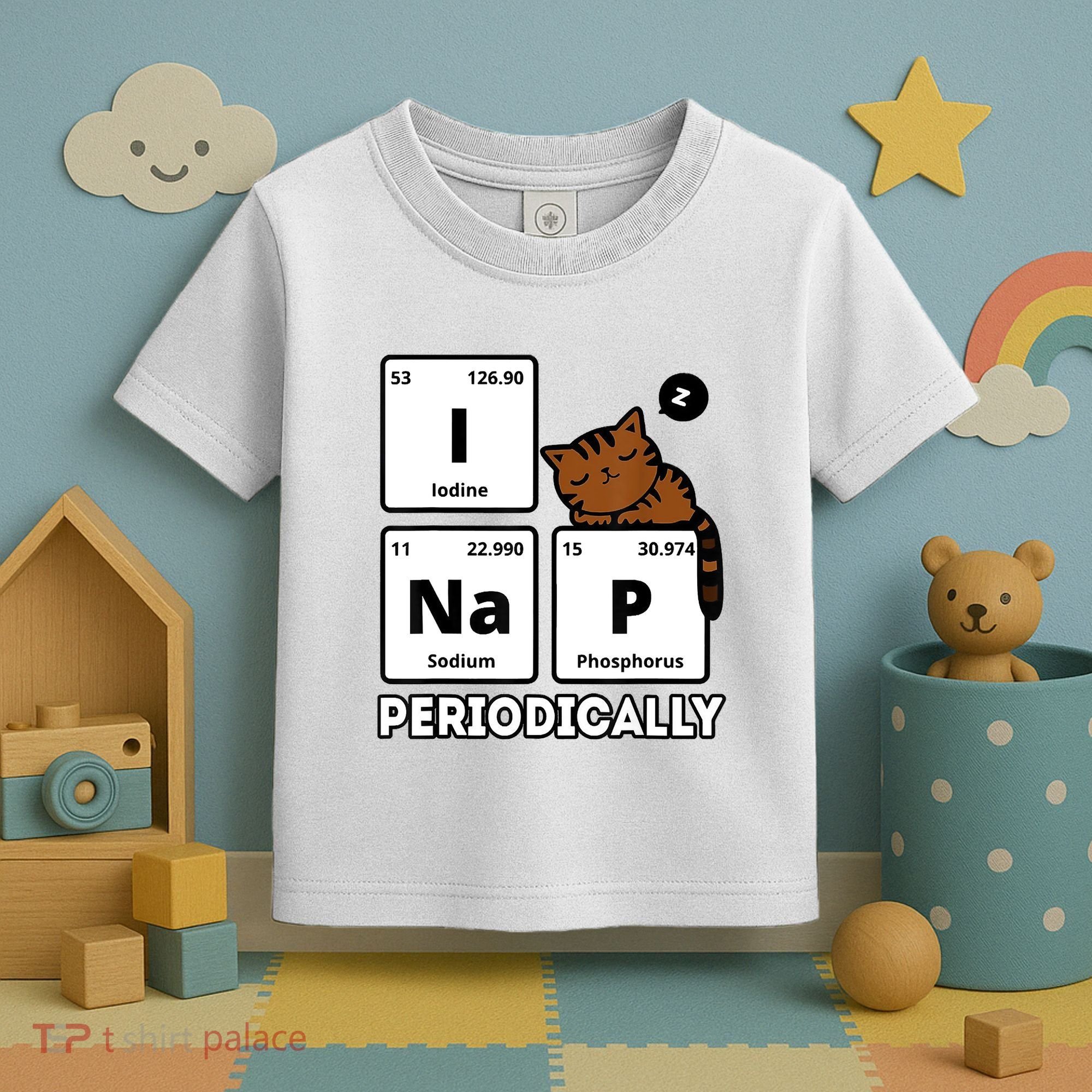 Funny Science Cat I Nap Periodically Cats Lovers Chemistry Toddler T-Shirt