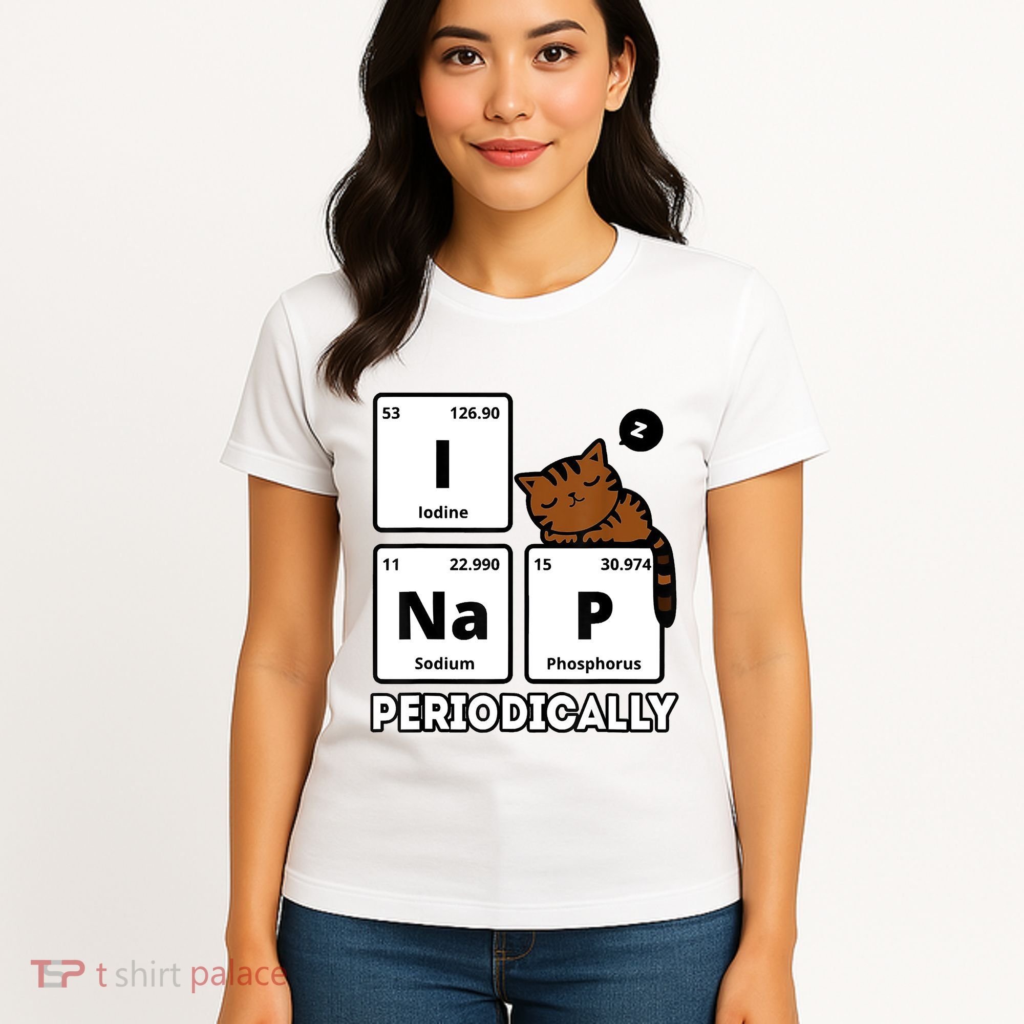Funny Science Cat I Nap Periodically Cats Lovers Chemistry Women's T-Shirt