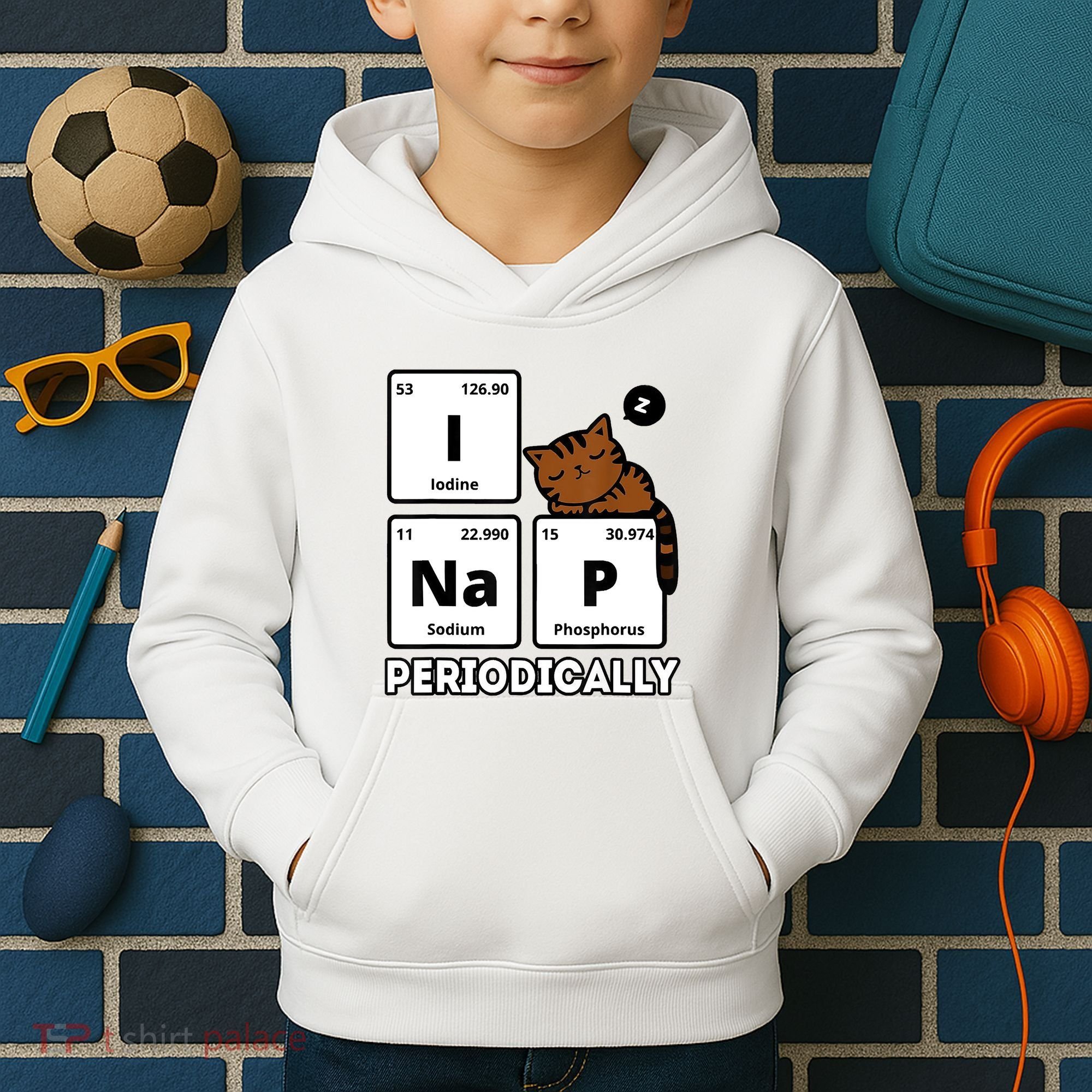 Funny Science Cat I Nap Periodically Cats Lovers Chemistry Kids Hoodie