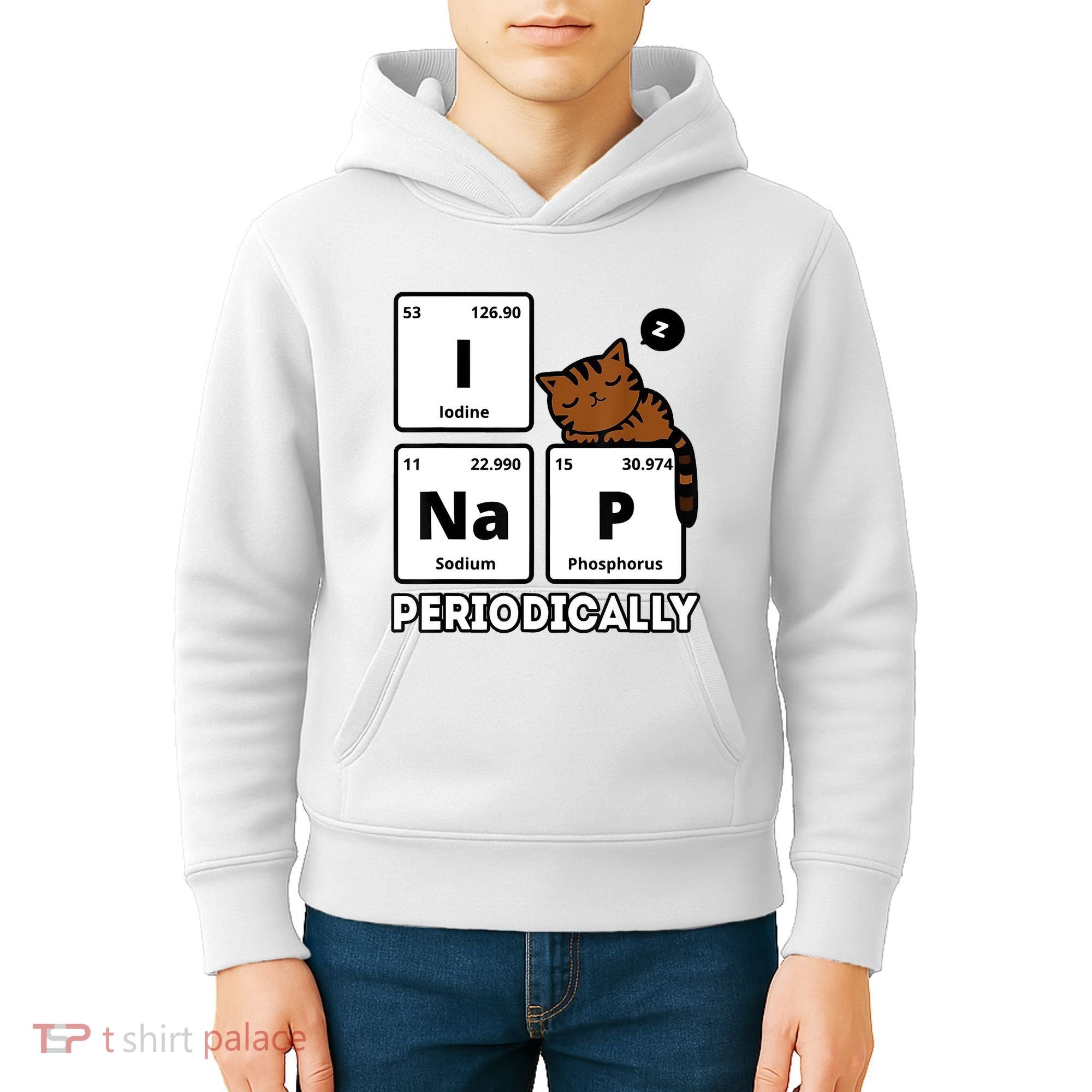 Funny Science Cat I Nap Periodically Cats Lovers Chemistry Kids Hoodie