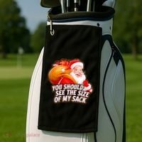 Funny Santa Claus You Should See The Size Of My Sack Golf Towel thumb 2