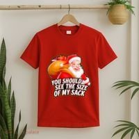 Funny Santa Claus You Should See The Size Of My Sack T-Shirt thumb 2