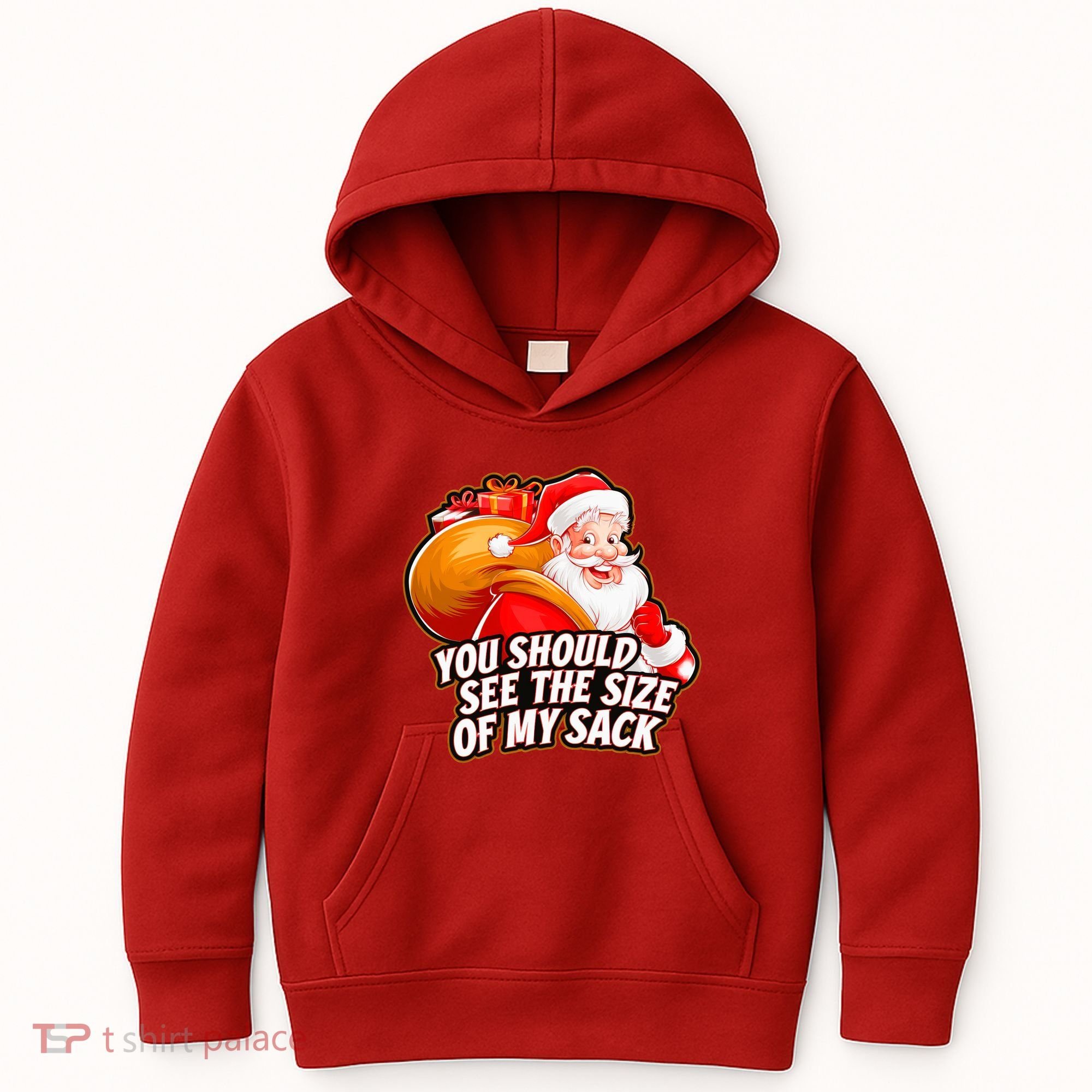 Funny Santa Claus You Should See The Size Of My Sack Kids Hoodie