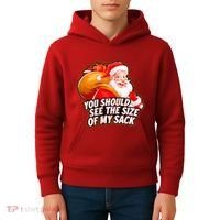 Funny Santa Claus You Should See The Size Of My Sack Kids Hoodie thumb 4