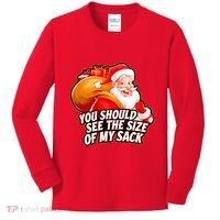 Funny Santa Claus You Should See The Size Of My Sack Kids Long Sleeve Shirt thumb 0