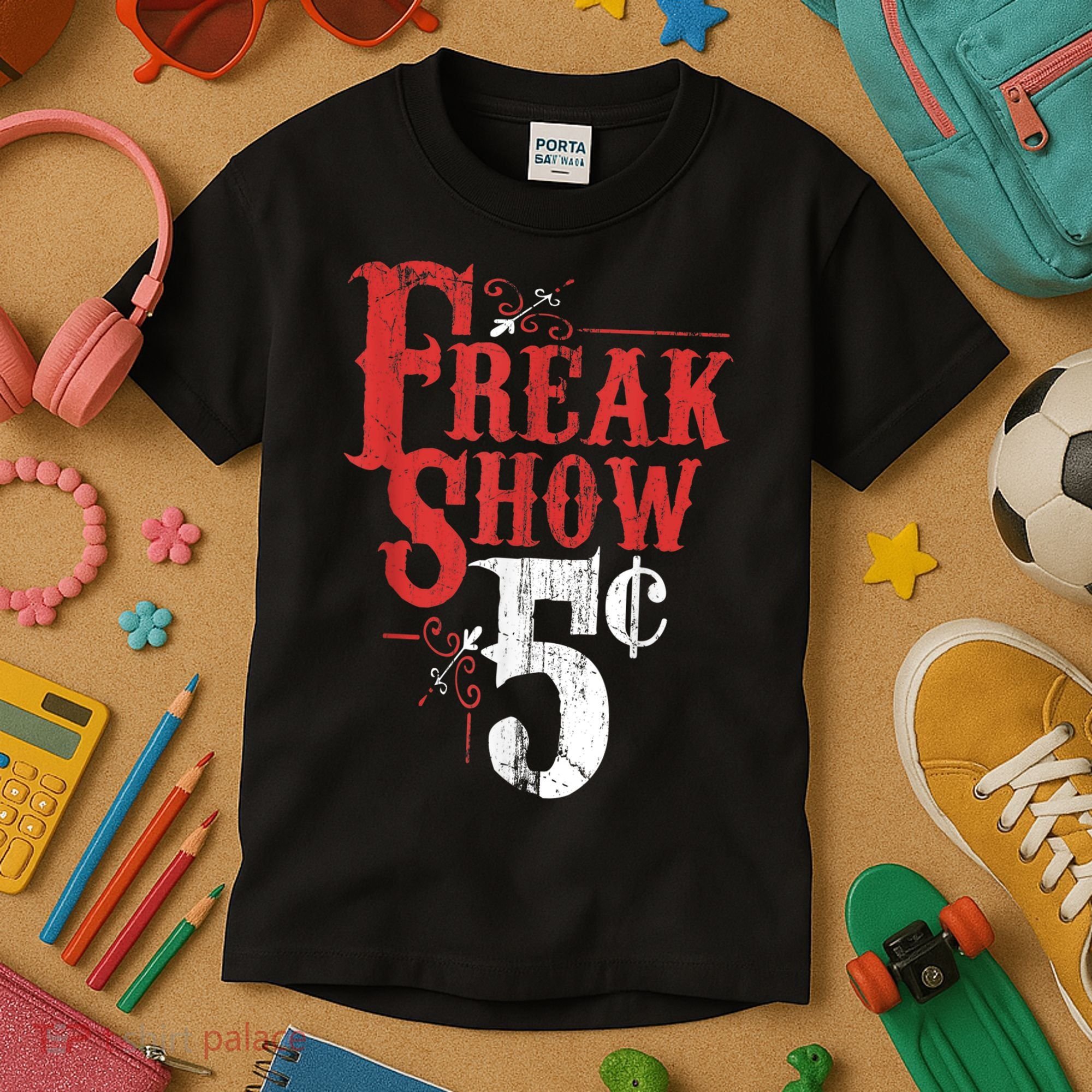 Freak Show Circus Party Weird Carnival Costume Freaky Acts Gift Kids T-Shirt