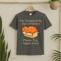Funny Sleepy Cat Temporarily Out Of Order T-Shirt thumb 2