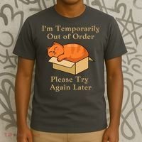 Funny Sleepy Cat Temporarily Out Of Order T-Shirt thumb 3
